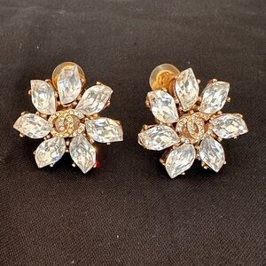 Gold and Silver CC Crystal Earrings